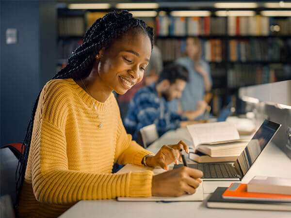 Student working on computer